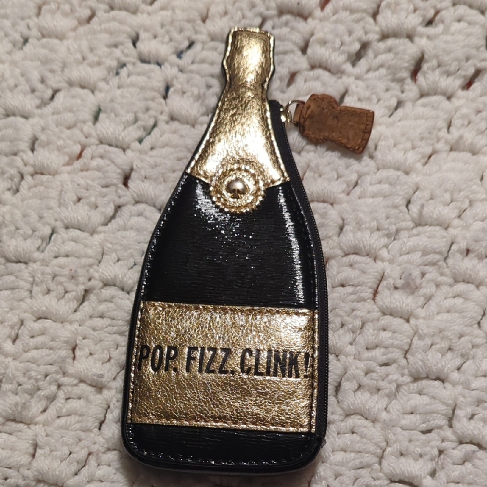 Kate Spade Black and Gold Champagne Bottle Wallet